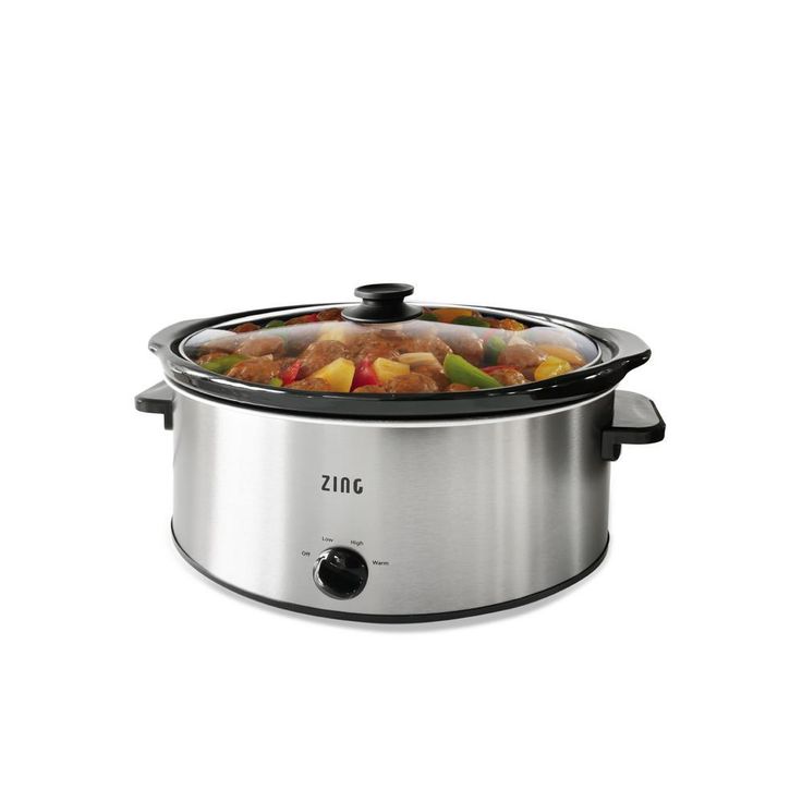 8 Qt. Oval Stainless Steel Slow Cooker with Glass Lid