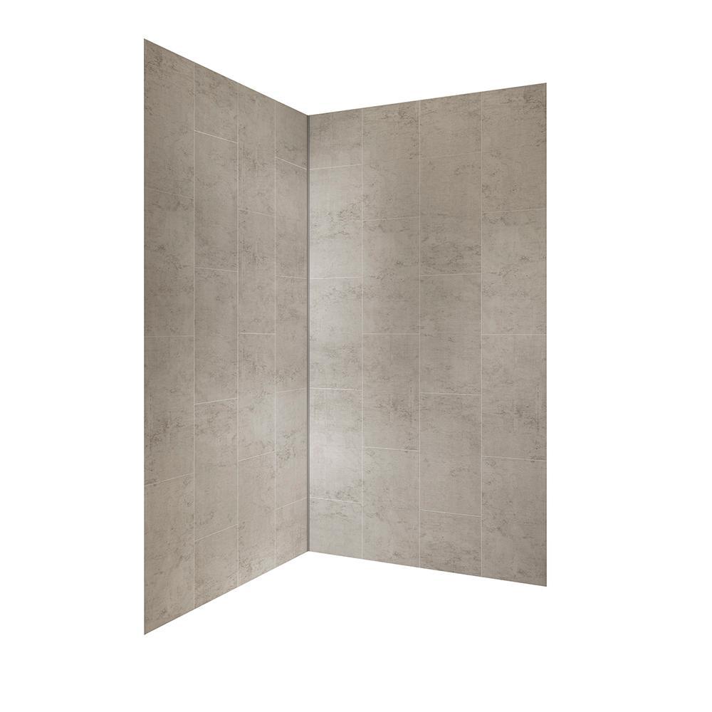 Jetcoat 42 in. x 78 in. 2-Piece Easy-Up Adhesive Neo-Angle Shower Surround in Slate - Super Arbor