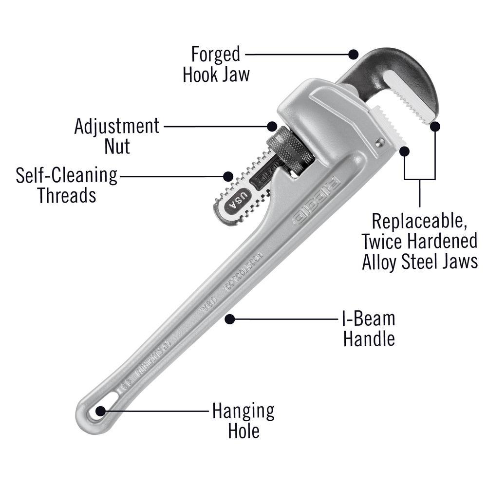 14 in. Model 814 Aluminum Straight Pipe Wrench - Super Arbor