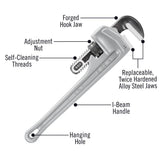 14 in. Model 814 Aluminum Straight Pipe Wrench - Super Arbor