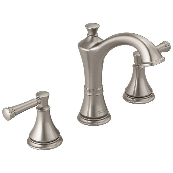 Delta Valdosta SpotShield Brushed Nickel 2‑Handle Widespread WaterSense Bathroom Sink Faucet with Drain