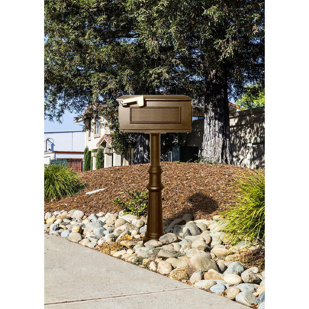 Hanford Bronze Post Mount Non-Locking Twin Mailbox with Scroll Supports - Super Arbor