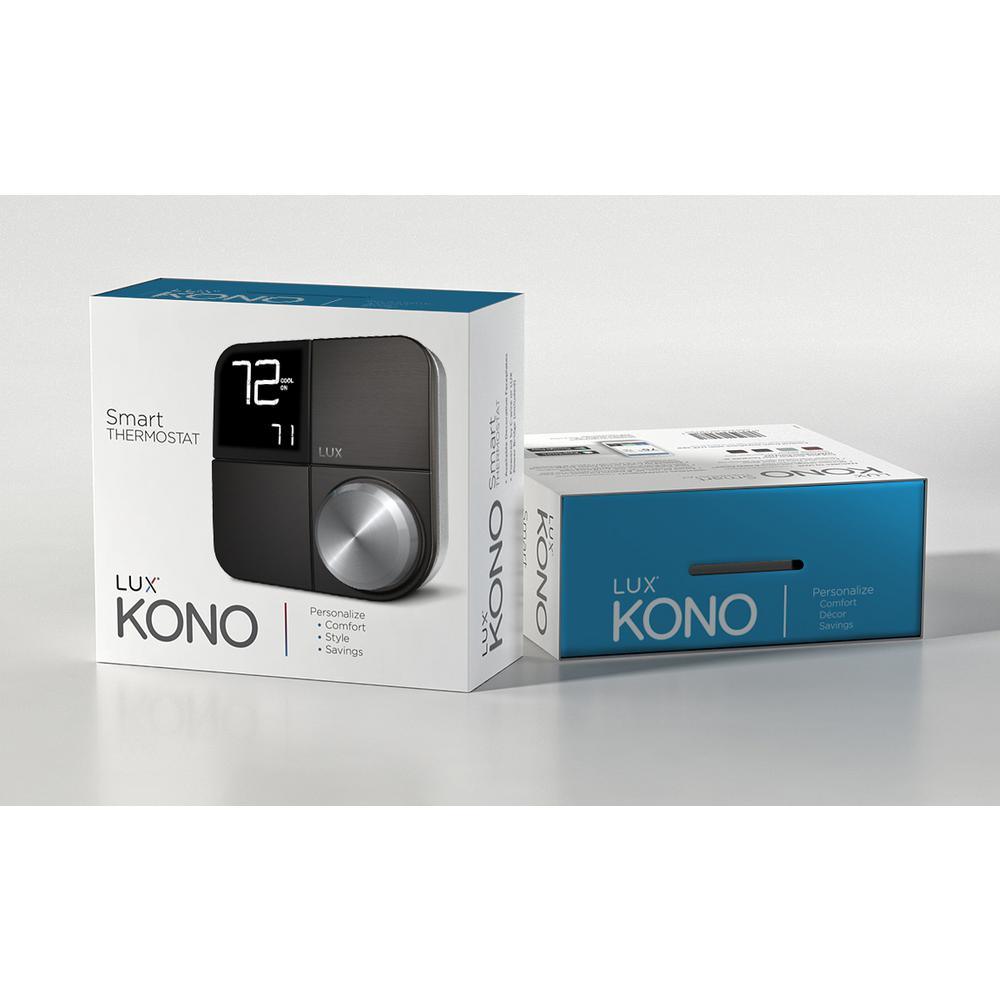 Kono Smart Wi-Fi Thermostat with Interchangeable Black Stainless Steel Faceplate - Super Arbor
