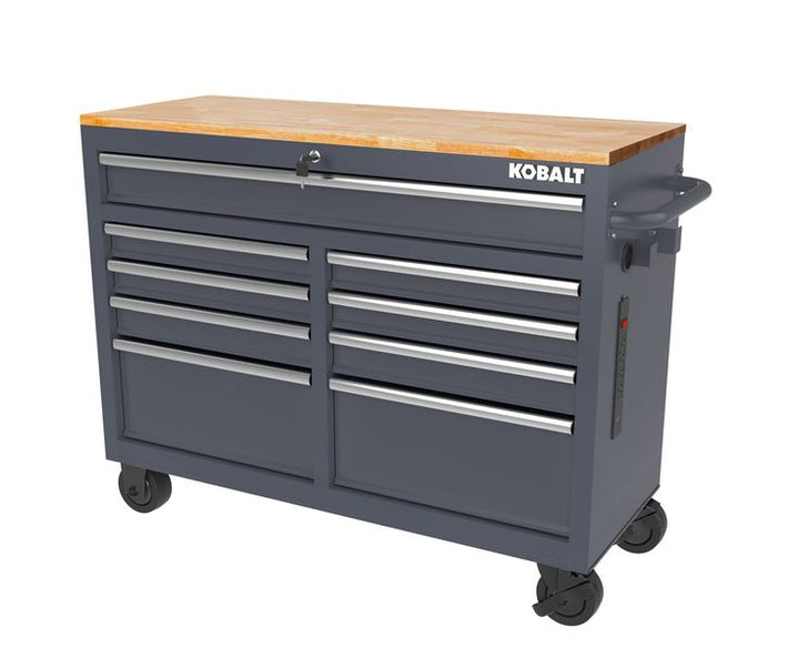 Kobalt 46.1-in L x 37.2-in H 9-Drawers Rolling Gray Wood Work Bench