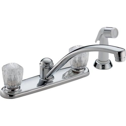 Delta Classic Chrome 2-Handle Deck-Mount Low-Arc Handle Kitchen Faucet (Deck Plate Included)