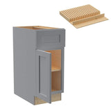 Home Decorators Collection Newport 15 in. W x 24 in. D x 34.5 in. H Assembled Plywood Base Kitchen Cabinet in Pearl Gray with Knife Block LH