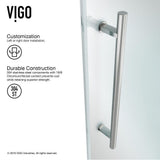 Elan 48 to 52 in. x 74 in. Frameless Sliding Shower Door in Stainless Steel with Clear Glass and Handle - Super Arbor