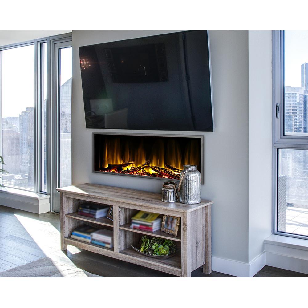 45 in. Harmony Built-in LED Electric Fireplace in Black Trim - Super Arbor