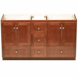 Shaker 60 in. W x 21 in. D x 34.5 in. H Vanity for Double Basins Cabinet Only in Natural Alder - Super Arbor