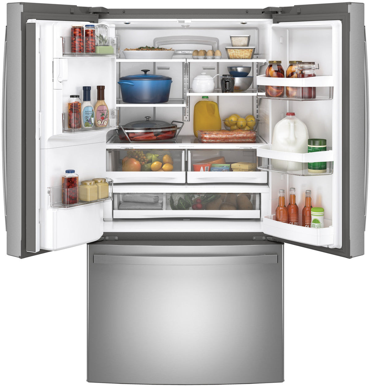 GE 27.7 cu. ft. French Door Refrigerator in Fingerprint Resistant Stainless Steel, ENERGY STAR (GFE28GYNFS)