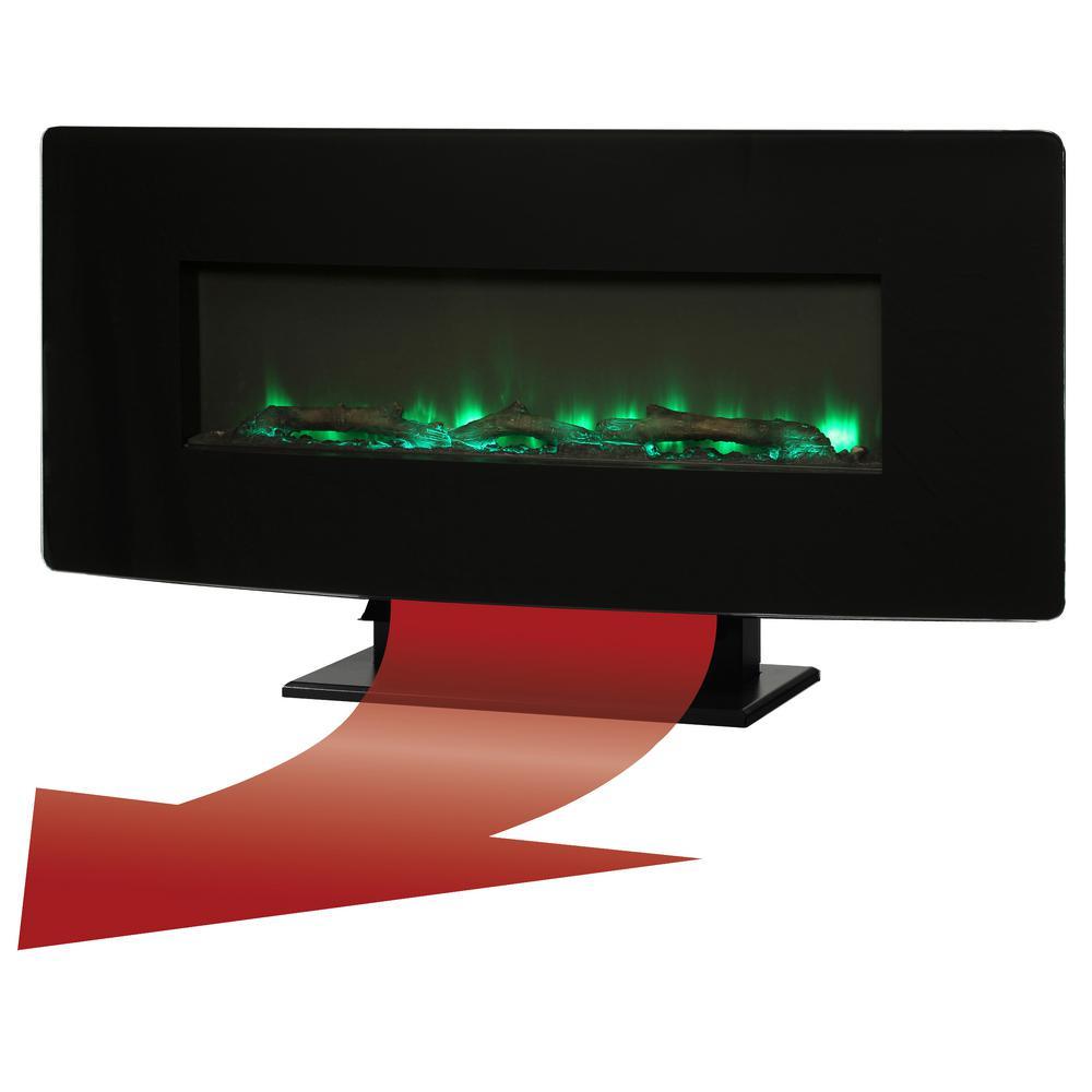 42 in. Curved Front Wall-Mount Electric Fireplace in Black - Super Arbor