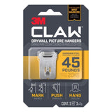 3M Claw Silver Drywall Picture Hanger, 45 lb Capacity, 3-Pack