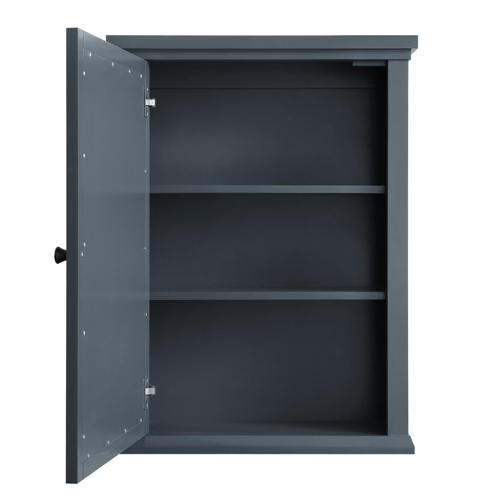 Merryfield 24 in. W x 32 in. H Framed Surface-Mount Bathroom Medicine Cabinet in Dark Blue-Gray - Super Arbor