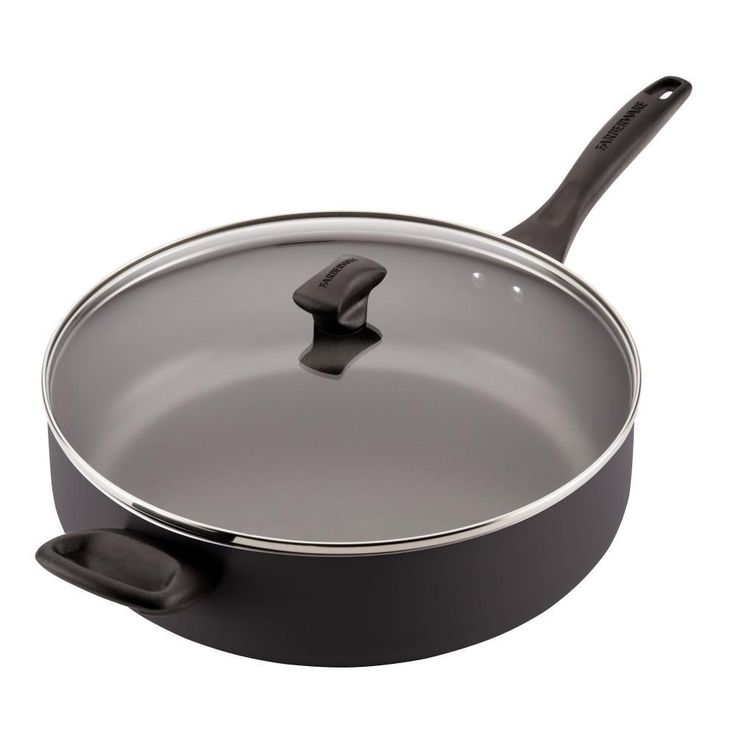 Dishwasher Safe 12 in. Aluminum Nonstick Skillet in Black with Glass Lid