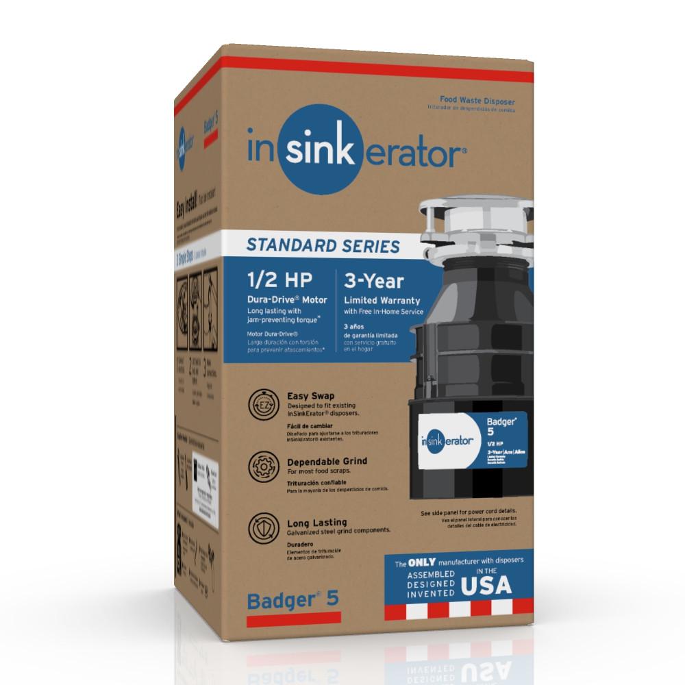InSinkErator 1/2 HP Badger 5 Continuous Feed Garbage Disposal - Super Arbor