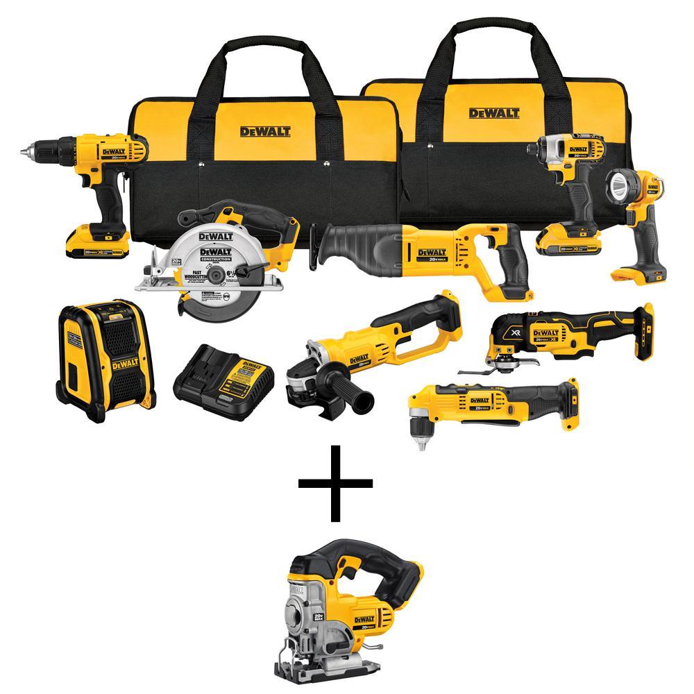 20-Volt Max Lithium-Ion Cordless Combo Kit (10-Tool) w/ (2) Batteries 2.0Ah, Charger & Tool Bag - Super Arbor