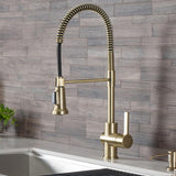 Britt Single-Handle Pull Down Sprayer Kitchen Faucet in Brushed Gold - Super Arbor