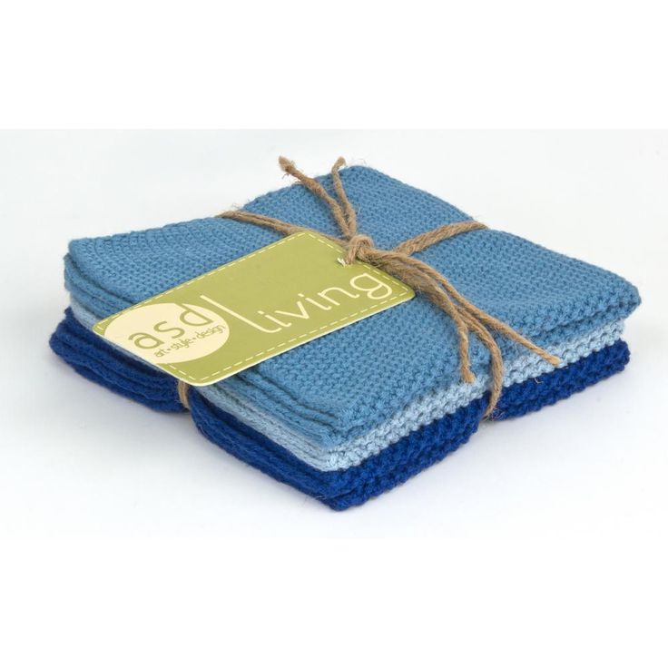 Set of 3 Cotton 10x10 Dishcloths, Sky Blue