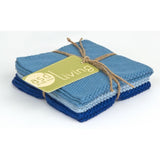 Set of 3 Cotton 10x10 Dishcloths, Sky Blue