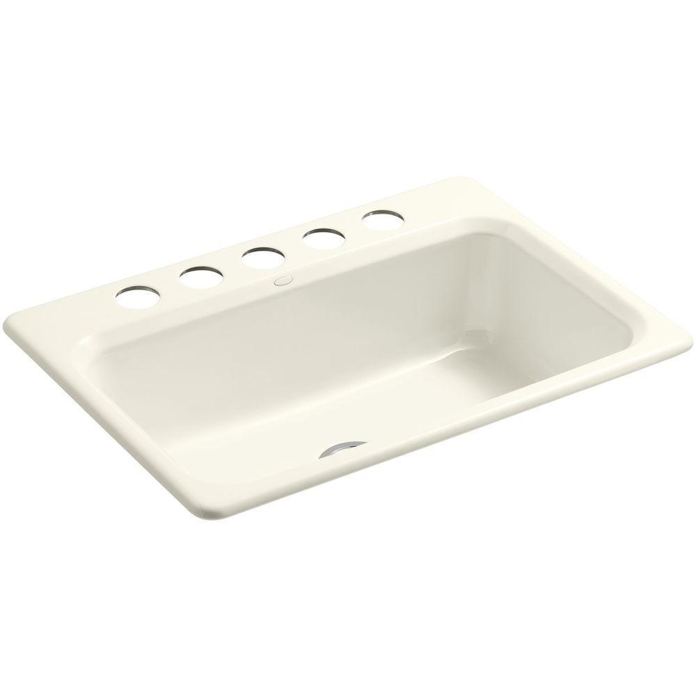 Bakersfield Undermount Cast Iron 31 in. 5-Hole Single Bowl Kitchen Sink in White - Super Arbor
