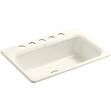 Bakersfield Undermount Cast Iron 31 in. 5-Hole Single Bowl Kitchen Sink in White - Super Arbor