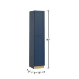 Home Decorators Collection Newport 18 in. W x 24 in. D x 90 in. H Assembled Plywood Pantry Kitchen Cabinet in Mythic Blue with Soft Close RH