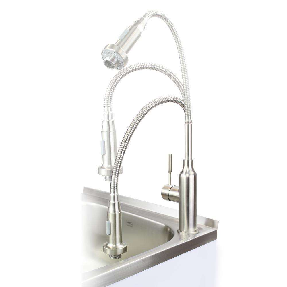 All-in-One 23.6 in. x 19.7 in. x 34.6 in. Stainless Steel Laundry/Utility Sink and Wood Cabinet with Faucet in White - Super Arbor
