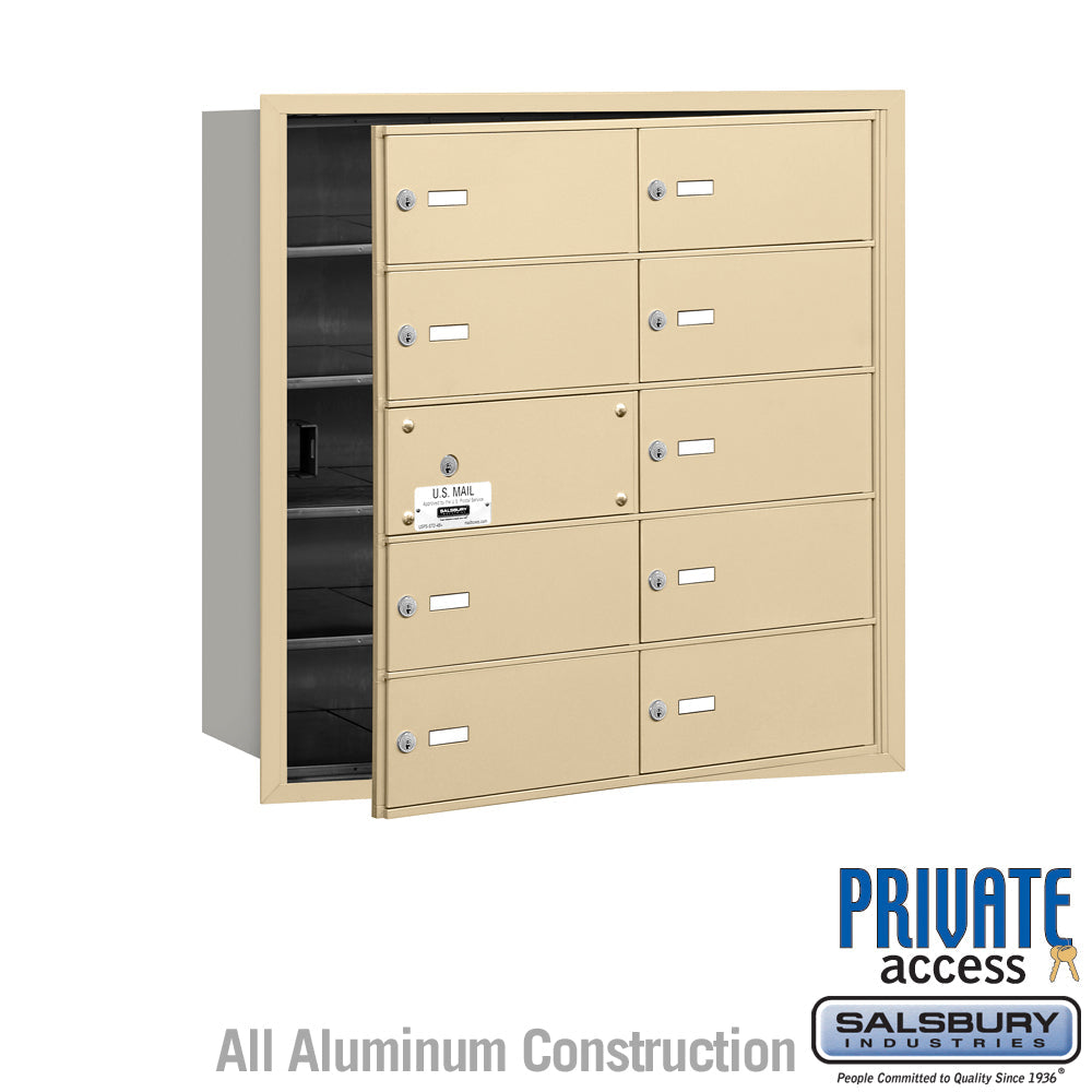 4B+ Horizontal Mailbox with 10 B Doors - Sandstone - Front Loading - Private Access