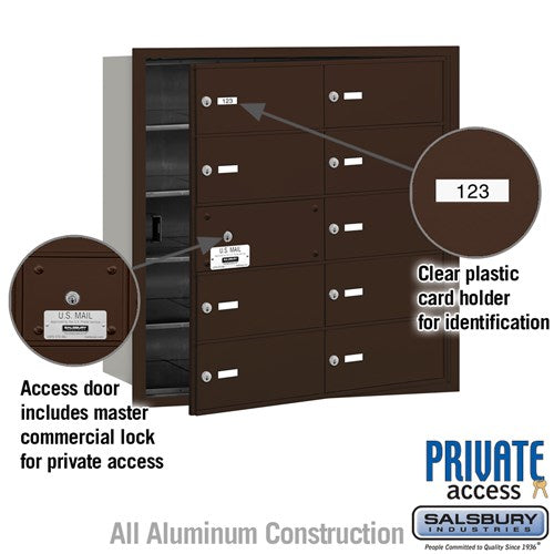 Bronze 4B+ Horizontal Mailbox with 10 B Doors - Private Access