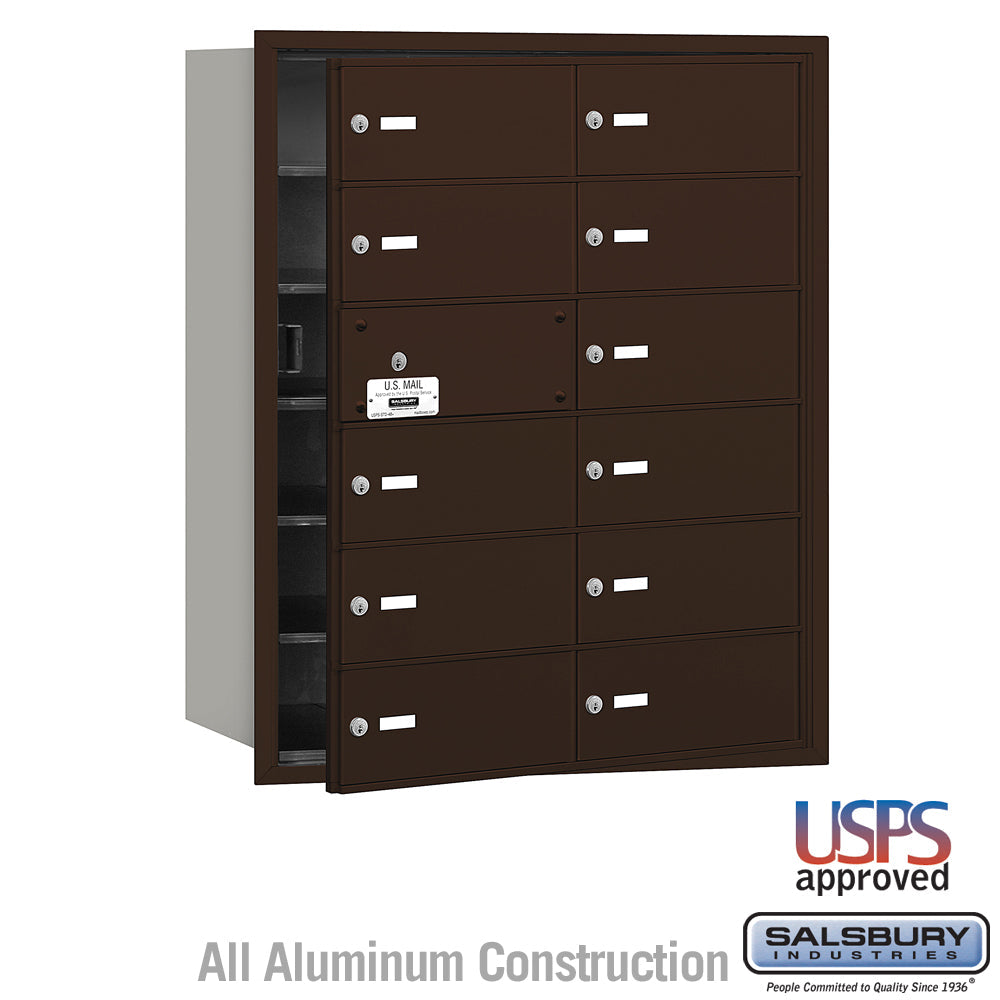 Bronze Rear Loading Horizontal Mailbox with 12 B Doors