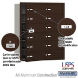 Bronze Rear Loading Horizontal Mailbox with 12 B Doors