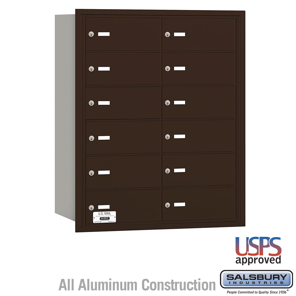 Bronze Rear Loading Horizontal Mailbox with 12 B Doors