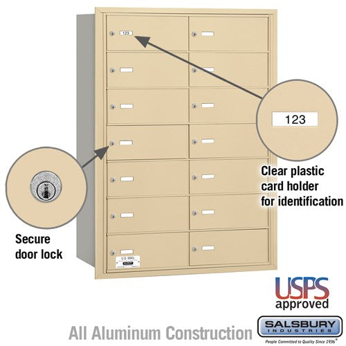14-Door Rear-Loading Mailbox with Secure Locks and USPS Approval