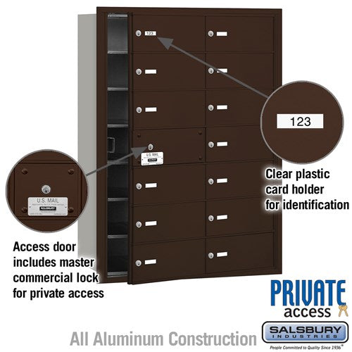 Bronze 4B+ Horizontal Mailbox with 13 Usable B-Size Doors and Master Lock