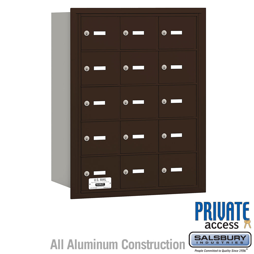 4B+ Horizontal Mailbox with 15 A Doors, Rear Loading, Aluminum Construction
