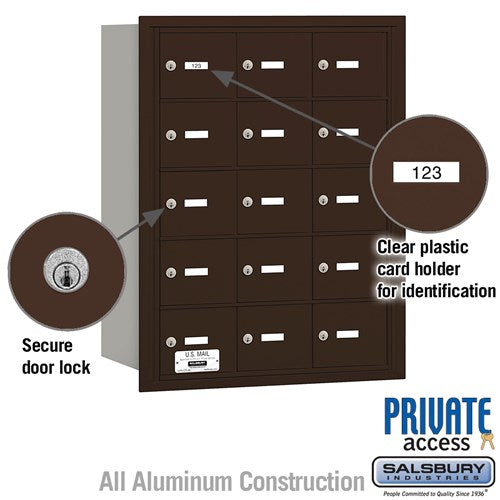 4B+ Horizontal Mailbox with 15 A Doors, Rear Loading, Aluminum Construction