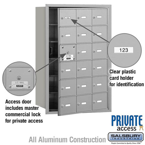 4B+ Horizontal Mailbox with 18 A Doors, Aluminum, Front Loading, Private Access
