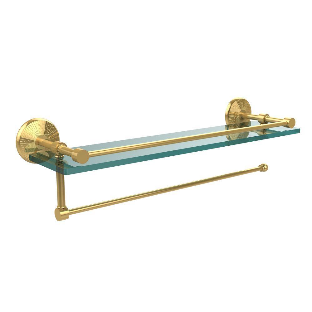 22 in. L x 5 in. H x 5 in. W Paper Towel Holder with Gallery Clear Glass Shelf in Venetian Bronze - Super Arbor