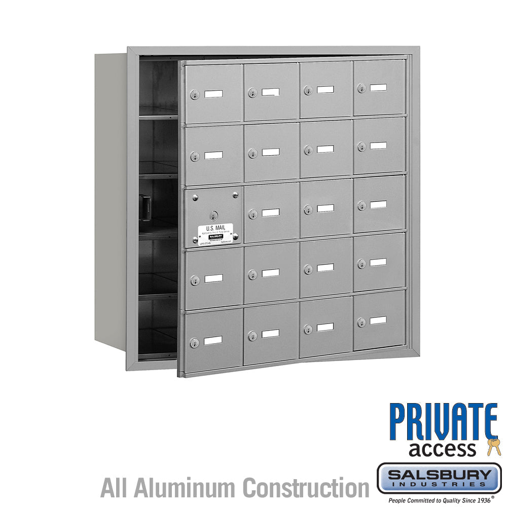 4B+ Horizontal Mailbox with Master Lock - 20 Doors - Aluminum - Front Loading - Private Access