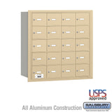 4B+ Horizontal Mailbox with 20 A Doors, Sandstone Finish, Rear Loading, USPS Approved