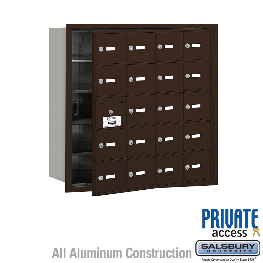 4B+ Horizontal Mailbox with Master Lock - 20 Doors - Aluminum - Front Loading - Private Access
