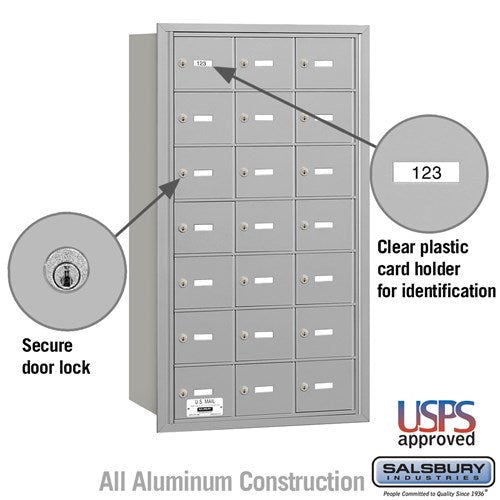 4B+ Horizontal Mailbox with 21 A Doors, Rear Loading, USPS Approved
