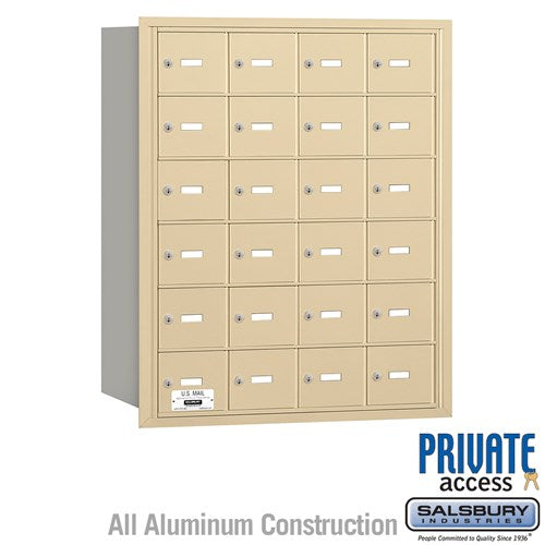 4B+ Horizontal Mailbox with 24 Doors - Sandstone - Rear Loading - Private Access