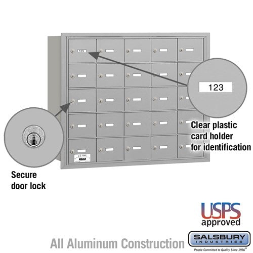 4B+ Horizontal Mailbox with 25 A Doors - Rear Loading - USPS Approved