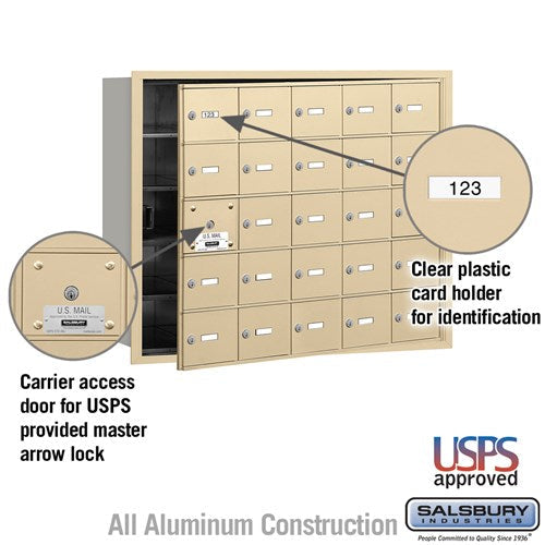 4B+ Horizontal Mailbox with 25 A Doors - Rear Loading - USPS Approved