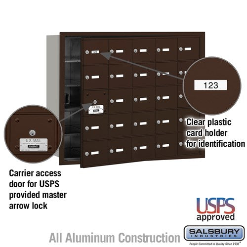 Bronze Front Loading Horizontal Mailbox with 24 Usable Doors