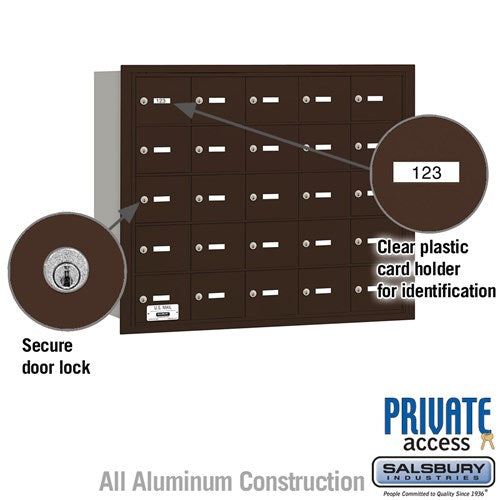 4B+ Horizontal Mailbox with 25 A Doors, Rear Loading, Private Access