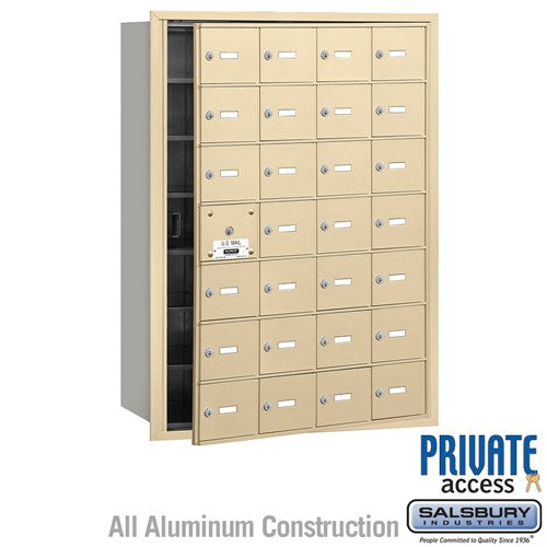 4B+ Horizontal Mailbox with Master Lock - 28 A Doors - Sandstone - Front Loading - Private Access
