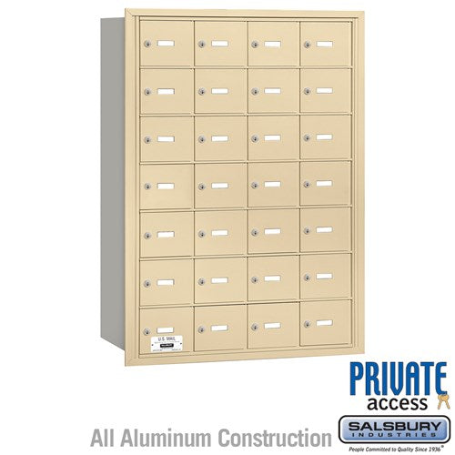 4B+ Horizontal Mailbox with 28 A Doors, Sandstone Finish, Rear Loading, Private Access