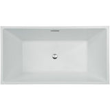 67 in. Acrylic Center Drain Rectangle Flat Bottom Freestanding Bathtub in White - Super Arbor